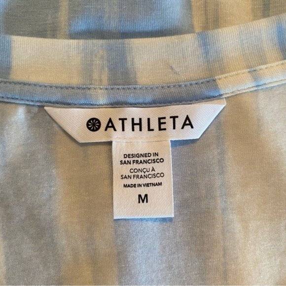 Athleta Blue and White V-Neck Tee - Picture 4 of 6